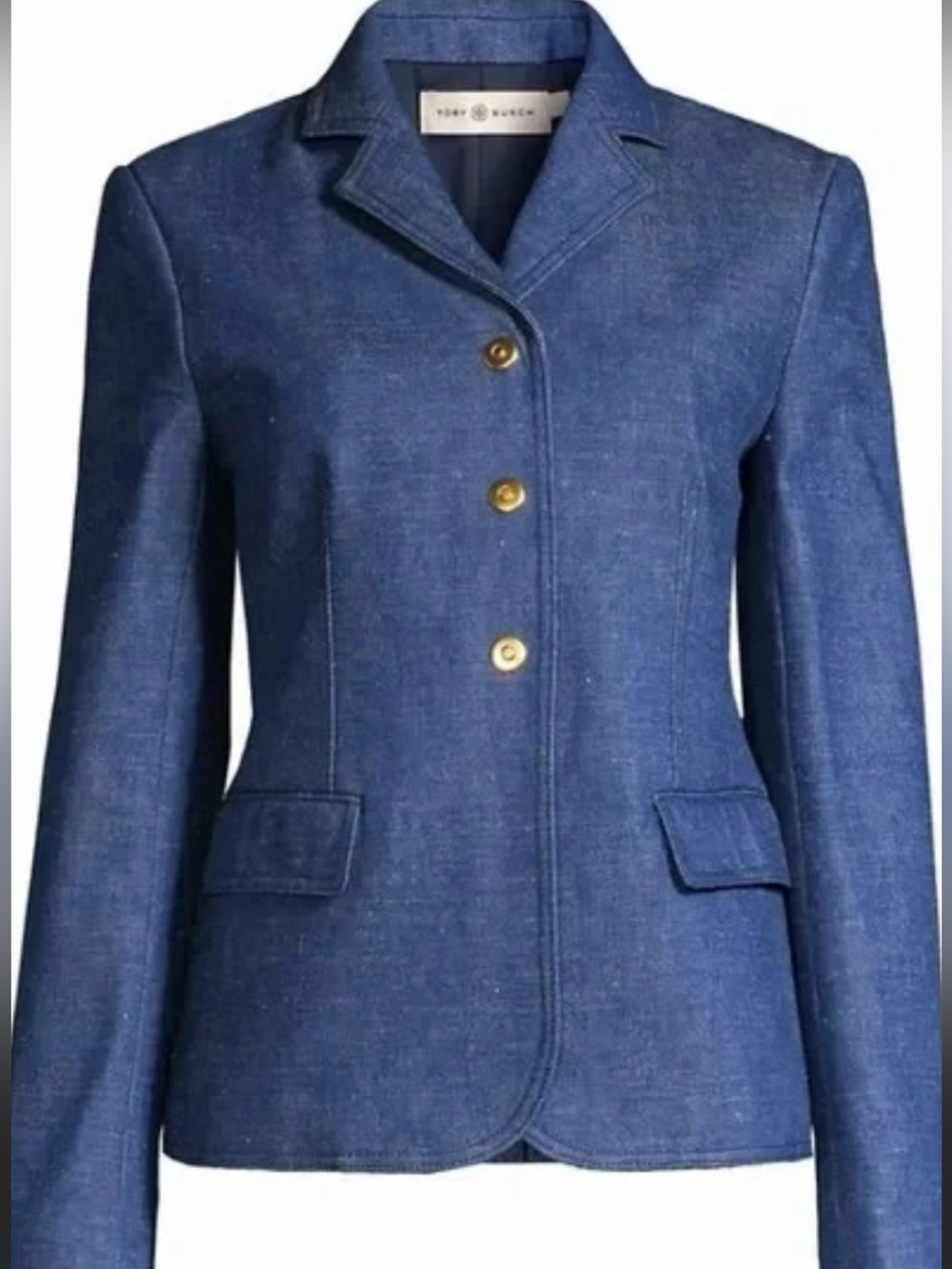 Tory Burch Denim-Blue Tailored Button Jacket
